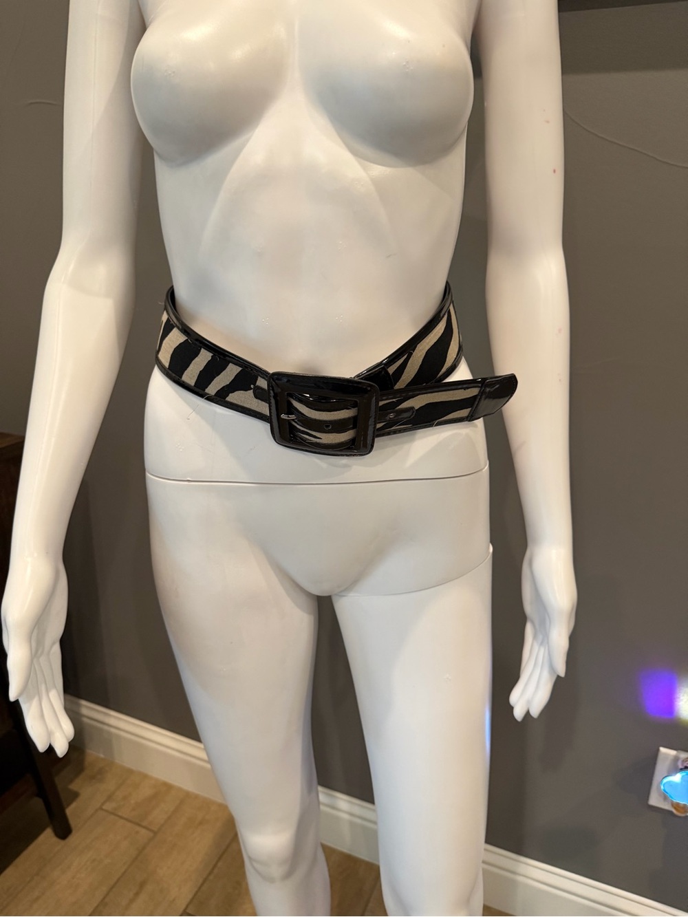 Banana Republic Zebra Print Wide Waist Belt - Black & Cream